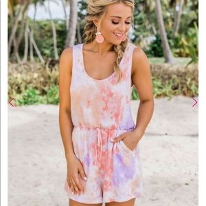 Pink Lily Pink Tie Dye Romper